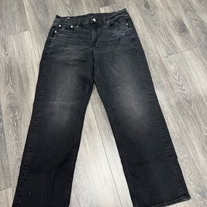 American Eagle Outfitters Relaxed Black Jeans with Worn-In Look
